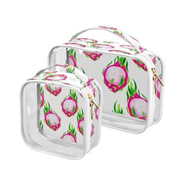 Imagem de xigua Bolsa feminina de maquiagem de fruta do dragão, transparente, bolsa de cosméticos de viagem, portátil, impermeável, para viagem, férias, organização de banheiro