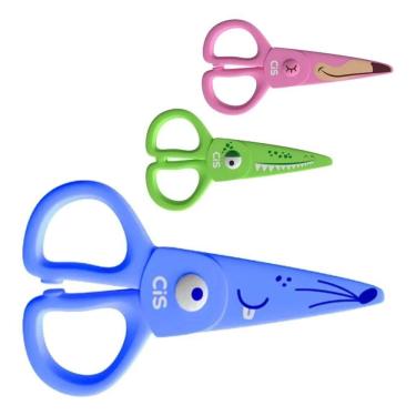 Imagem de Tesoura Escolar Segura Infantil Lâmina Plástica Cis I - Azul