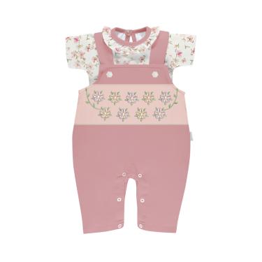 Imagem de Conjunto Bebê Fiore Jardineira Longa com Body - Batistela Baby