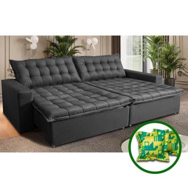 Imagem de Sofá Sem Caixa Retrátil Reclinável 2,95m Cama Inbox França Velusoft Cinza