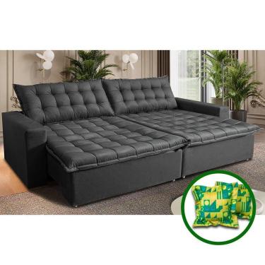 Imagem de Sofá Sem Caixa Retrátil Reclinável 2,35m Cama Inbox França Velusoft Cinza