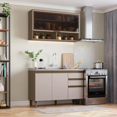 Imagem de Cozinha Modulada com Vidro Reflecta 2 Peças sem Pia em MDF Connect Hen