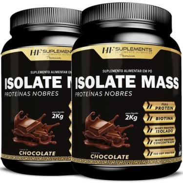 Imagem de 2x isolate mass hipercalorico proteinas nobres 2kg chocolate - HF SUPL