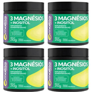 Imagem de Kit 4 3 Magnésios + Inositol em pó Sabor Limão 4x210g - Maltta-Unissex