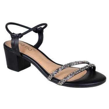 Imagem de Sandália Beira Rio Feminina Metalizada Brilho 8246.1205 Cor:PretoTaman