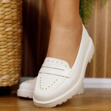 Imagem de Mocassim Modare Feminino Loafer Conforto Tachinhas 7357.123 Cor:Branco