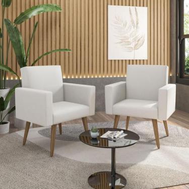 Imagem de Kit 2 Poltronas Nina Barbearia Studio Recepção - Móveis Mafer, Branco