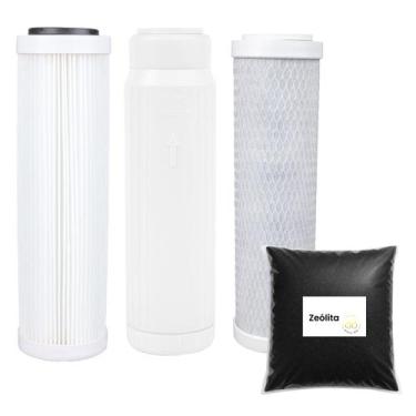 Imagem de Kit Refil 1 Plissado 1 Carvão Ativado 1 Cartucho Com Zeólita Branco - 