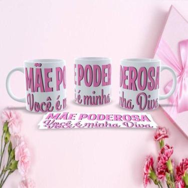 Imagem de Caneca de Porcelana 325ML Mães Estampa 53 Decorada Dia das Mães Branco