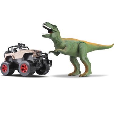 Imagem de Kit Tiranossauro Rex Com Carrinho Jipe - Silmar Brinquedos