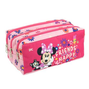 Imagem de Estojo Triplo Minnie - Tecido Resistente para Escola