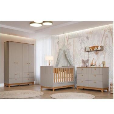Imagem de Quarto de Bebê 3 Pçs com Berço, Cômoda 6 Gavetas e Gr 4 Portas 4 Gavet