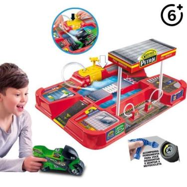 Imagem de Brinquedo Kit Lava Rápido Auto Posto com Moto e Acessórios Ferramenta 