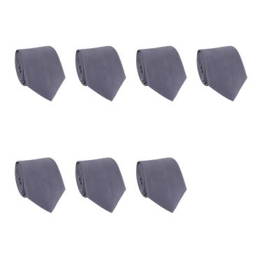 Imagem de Kit 7 Gravatas Masculina Social Slim Premium Tons de Cinza Lisa Elegante Padrinhos Formatura Trabalho