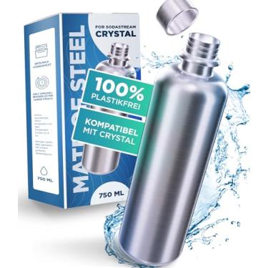 Imagem de Garrafa de água de aço inoxidável de 740 ml de substituição para Sodastream Terra, Fizzi, Art - à prova de vazamento, lavável na lava-louças, sem plástico, garrafas de metal Sodastream