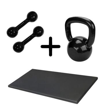 Imagem de Kit Colchonete + Kettlebell de 4 kg + Par de halter 4kg-Unissex