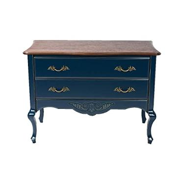 Imagem de Cômoda Decorativa Julieta com 2 Gavetas Azul/Imbuía - Gran Belo