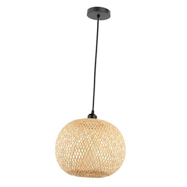 Imagem de LOVIVER Lâmpada pingente de bambu estilo japonês Sombra Hotel Café Escritório Sala de jantar Tampa de luz de substituição removível à prova de poeira