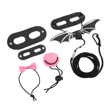 Imagem de Coleira de réptil, chapéu de tração de lagarto, conjunto de gravata borboleta, coleira de morcego de lagarto para répteis, kit de coleira de couro para pequenos animais de estimação (conjunto de chapéu rosa + corda de tração, P)