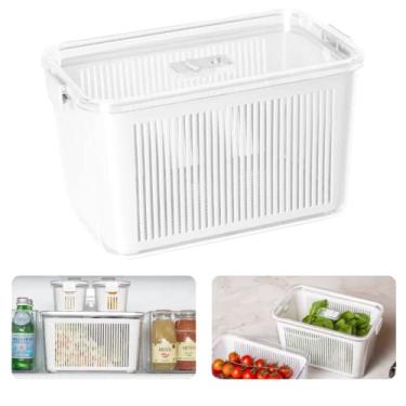 Imagem de Pote Com Trava Slim Hermético Multiuso Com Cesto 4470 ML Cor: Branco
