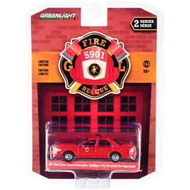 Imagem de 2001 Crown Victoria Interceptor Red Baltimore City Fire Department (Maryland) Fire & Rescue Series 2 1/64 Diecast Model Car by Greenlight 67020 E
