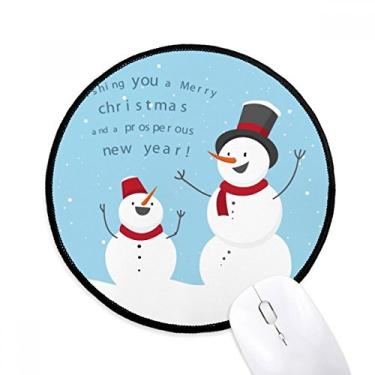 Imagem de DIYthinker Tapete de mouse Merry mas boneco de neve céu azul desktop escritório tapete redondo para computador