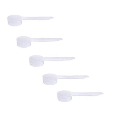 Imagem de Colheres de medição de plástico, 2 colheres de chá (11 cc | 11 mL) Colheres de cabo longo para pós, grânulos, café, ração para animais de estimação, suprimentos de panificação, proteína e outros produtos secos, livre de BPA (conjunto com 5)