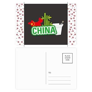 Imagem de Mapa da China Bambu Green China Town Natal Natal Flor Celebração Cartão Postal Bênção Cartão Postal