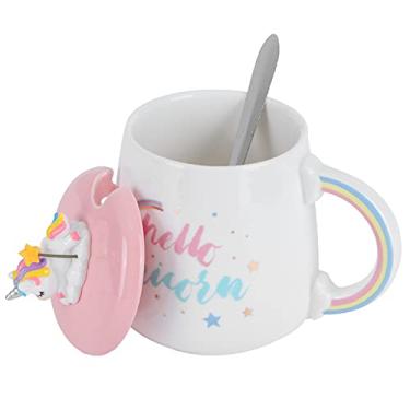 Imagem de Xícara de café, caneca portátil e leve para escritório para escola e casa (colher de unicórnio com tampa)