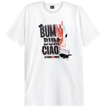 Imagem de Camiseta Slim La Casa de Papel Enfim Feminino, Branco Ciao, P