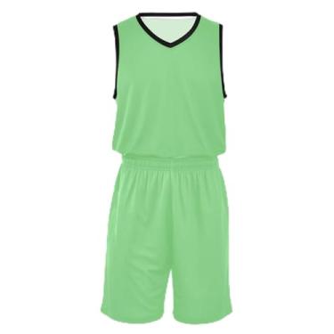 Imagem de CHIFIGNO Camiseta de basquete infantil turquesa pálida, respirável e confortável, camiseta de treinamento de futebol 5T-13T, Verde claro, GG