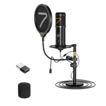 Imagem de 7RYMS SR-AU01-K2 192kHz/24bit Condensador de estúdio profissional Kit de microfone USB para gravação e streaming de PC/telefone, para streaming ao vivo, gravação, podcasting, jogos, etc.