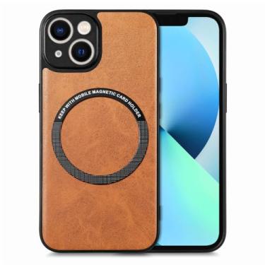 Imagem de Capa de couro para iPhone 7 8 Capa magnética para carregador sem fio para iPhone 13 12 11 14 Pro Max Mini X XS XR 6 7 8 6s Plus, marrom, para iphone 6 6s Plus