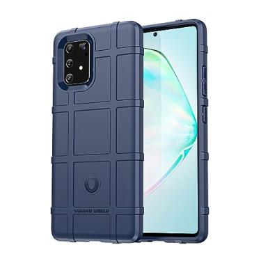 Imagem de Capa de telefone para Samsung Galaxy M80S, fibra de carbono refinada, anti-queda, anti-impressões digitais, proteção total de 360° azul