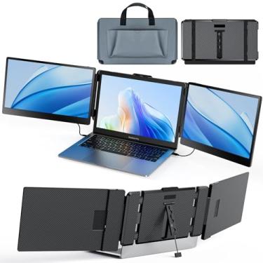 Imagem de SMISEACOW Extensor de tela de laptop Kwumsy S2 Triple Laptop Monitor Extender ultrafino 35.6 cm 1080p FHD IPS monitor portátil para laptop com suporte compatível com Mac Windows Linux Switch PS4/5