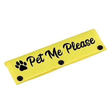 Imagem de Coleira engraçada para cães Pet Me Please Dog Wrap Wrap Alert Etiqueta de identificação para pendurar presente de aniversário (Pet Me Please) (Pet Me Please-YE manga)