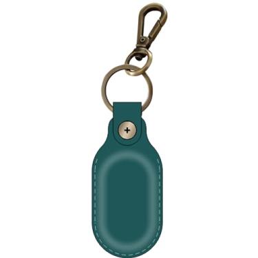 Imagem de Chaveiro de couro Galaxy SmartTag2, suporte portátil feito à mão de couro genuíno Smart Tag2 com chaveiro cobertura total Smart Tag2 capa protetora compatível com SmartTag 2023 (verde)