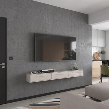 Imagem de Rack Suspenso Bali 1.80 Cm Sala De Estar/quarto - Lukaliam Móveis - Off White Perolizado