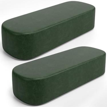 Imagem de Kit 02 Puffs Decorativos Orgânicos Para Living Quarto 140cm Doha W01 Couríssimo Verde Musgo - Lyam Decor