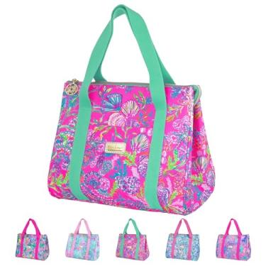 Imagem de Lilly Pulitzer Insulated Lunch Cooler Bag, Large Capacity Women's Lunch Bag, Cute Lunch Box with Storage Pocket and Shoulder Straps, Shell Me Something Good
