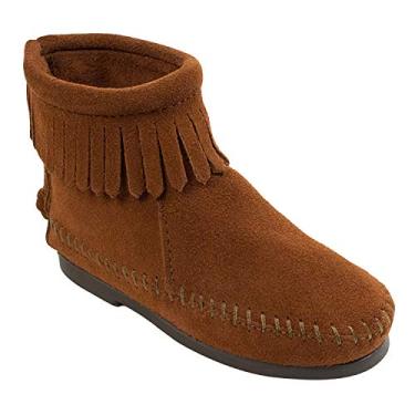 Imagem de Bota com zíper Minnetonka nas costas (infantil/criança pequena/criança grande), Marrom, 4 Big Kid