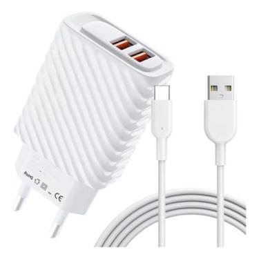 Imagem de Fonte Carregador Rápido 2 Usb 3.1a Turbo Inova + Cabo Tipo C