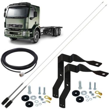 Imagem de 2 Antena Móvel Inox Px 1,40m Alongador 15cm Suporte Dianteiro Volvo Vm