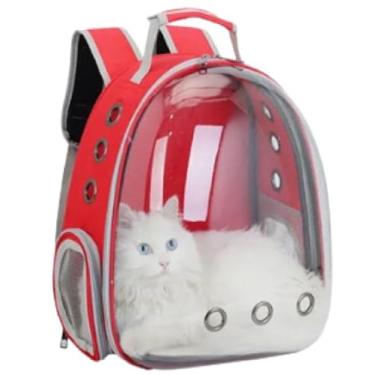 Imagem de Mochila De Transporte Para Pets Gato Cachorro Com Ventilação Transparente Visão Panorâmica Bolsa Passeio Animal De Estimação Astronauta Portátil laranja