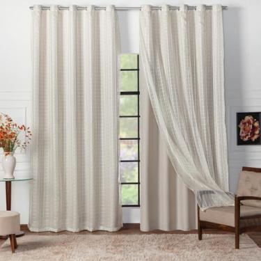 Imagem de Cortina Blackout Tecido 3 Metros Para Porta De Vidro 3x2,70 Com Voil -