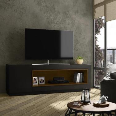 Imagem de Rack para sala suécia 1,80 preto/malbec humagui - Village Móveis