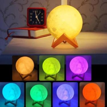 Imagem de Luminária Lua Cheia Colorido Abajur Led Usb Touch 13cm -7 Cores - Inte