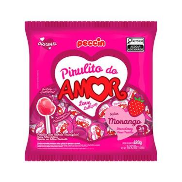 Imagem de Pirulito Morango do Amor c/24 - Peccin