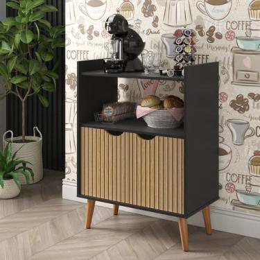 Imagem de Armário Aparador Buffet Cantinho Café Grécia Preto Canelado - Prado Mó