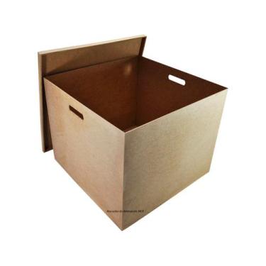 Imagem de Caixa Quadrada Presente Com AlÇA 50x50x20 Mdf Madeira - ATACADÃO DO AR